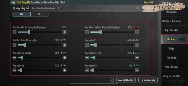 Chỉnh độ nhạy PUBG Mobile không giật